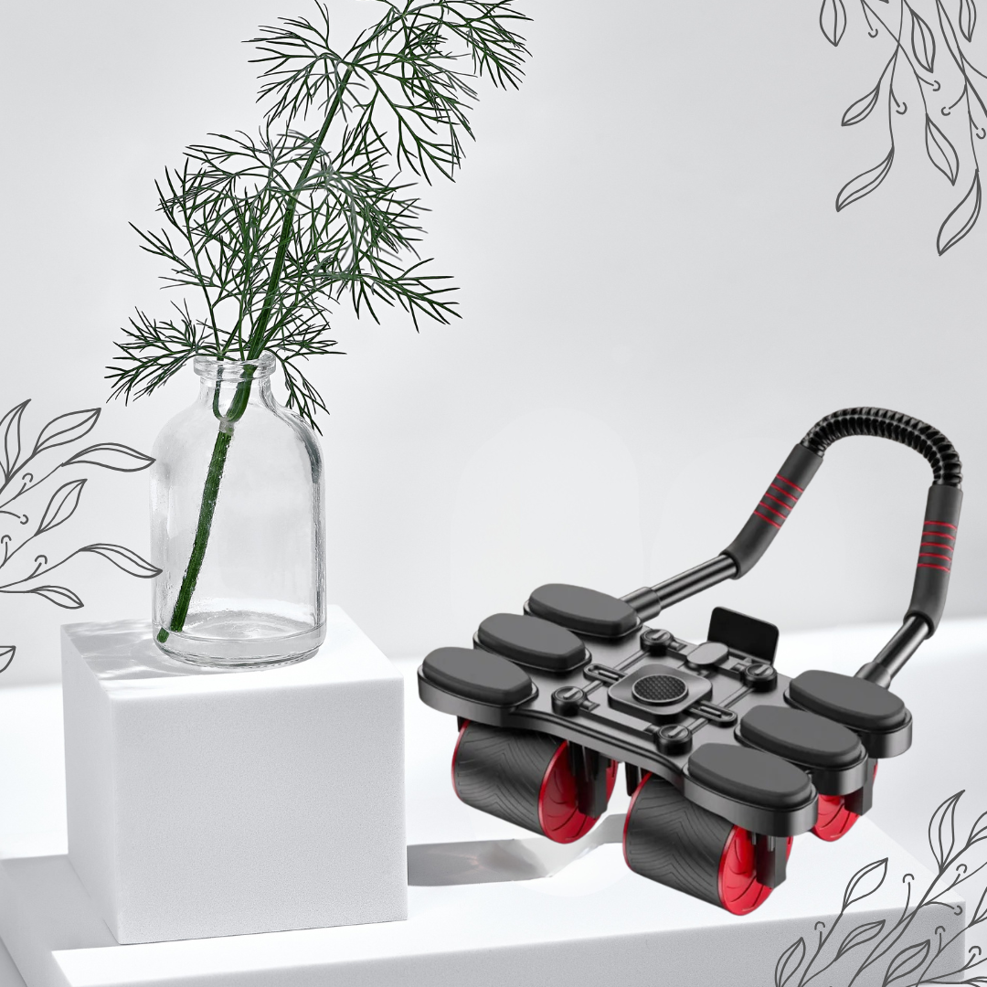 Six-Wheeled Abdominal Exercise Wheel with Smart Brake Technology